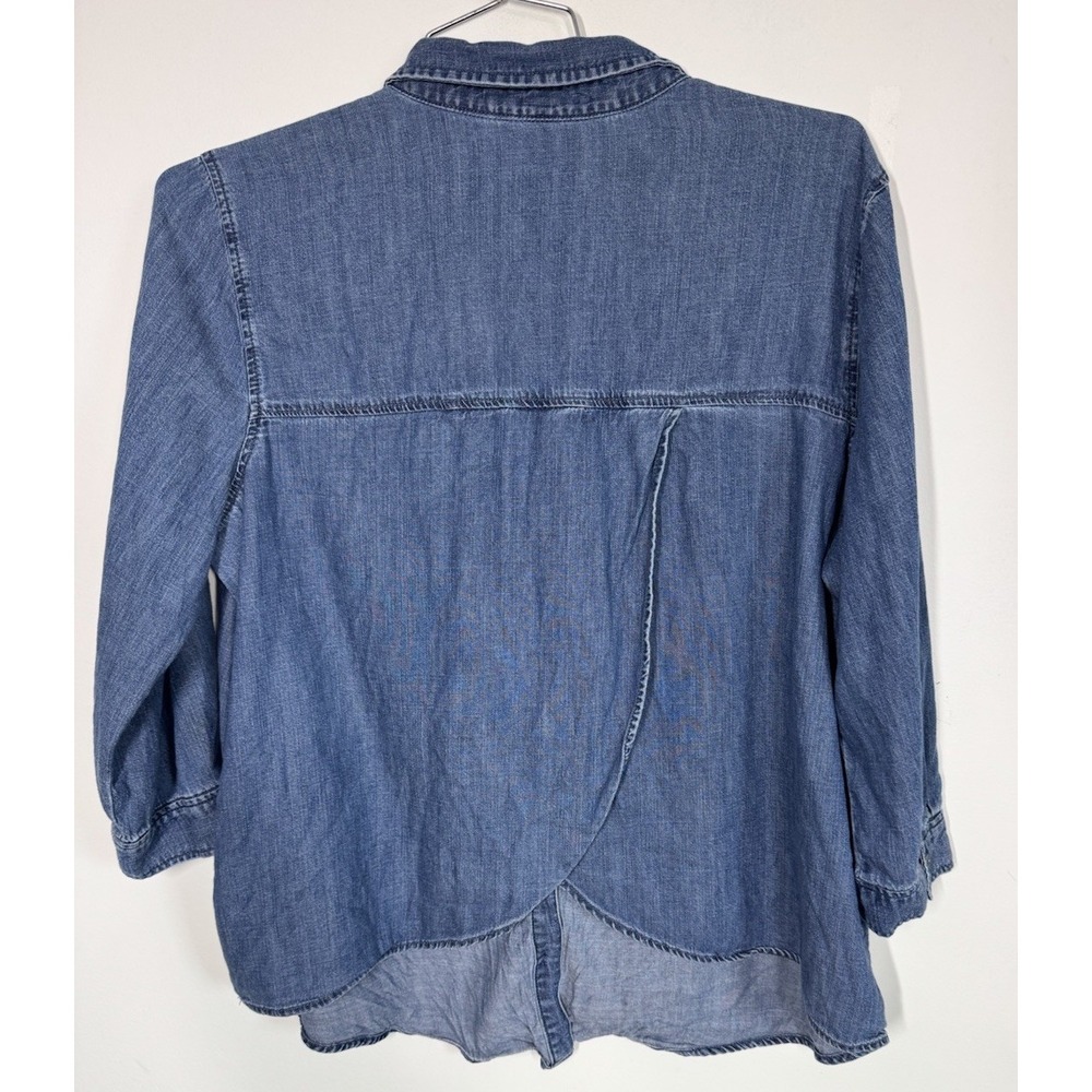 Liverpool Chambray Long Sleeve Button Up Shirt Women's XL Envelope Back Classic - Picture 2 of 9